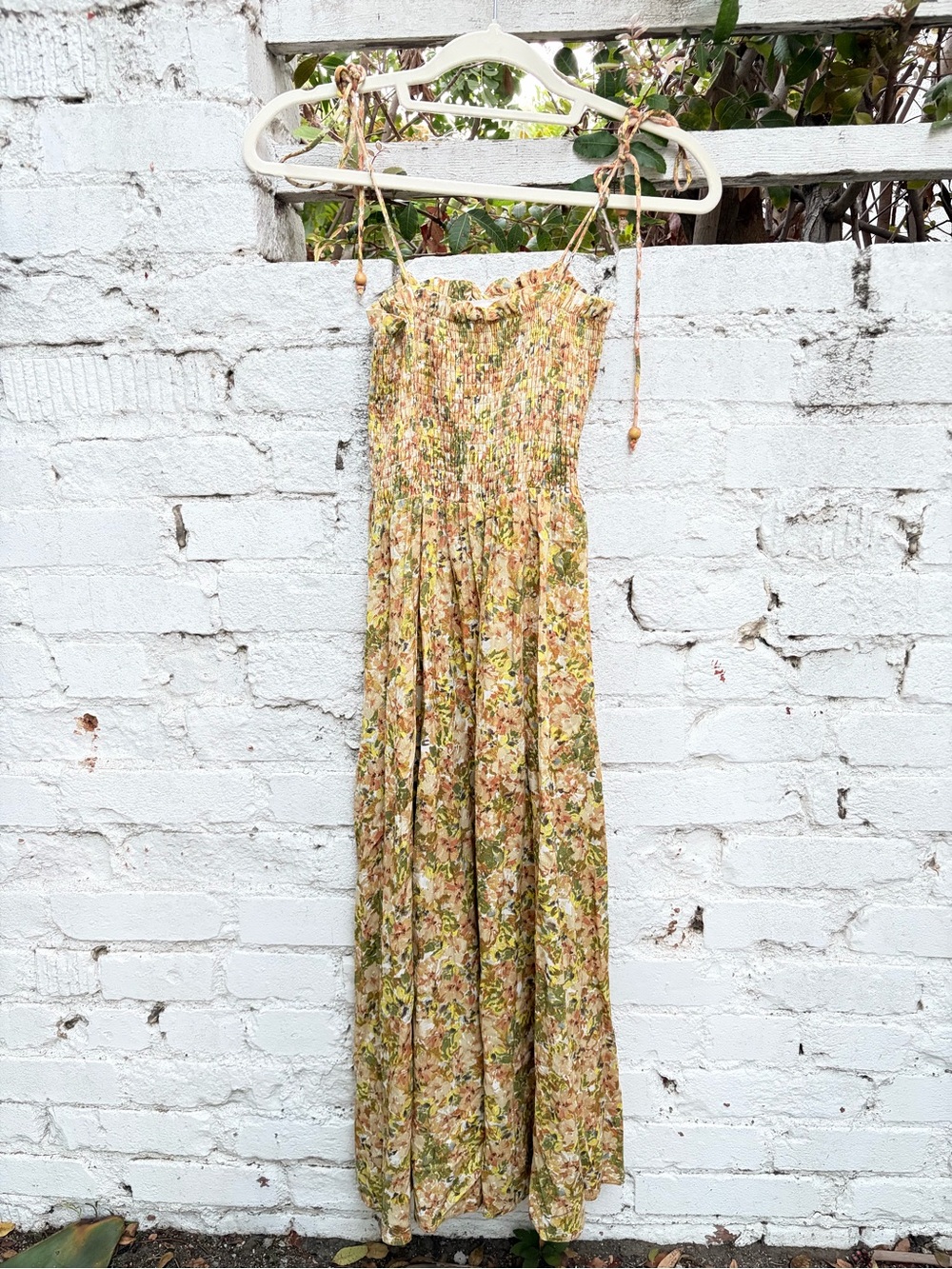 Anthropologie Floral Maxi Dress in Yellow and Green